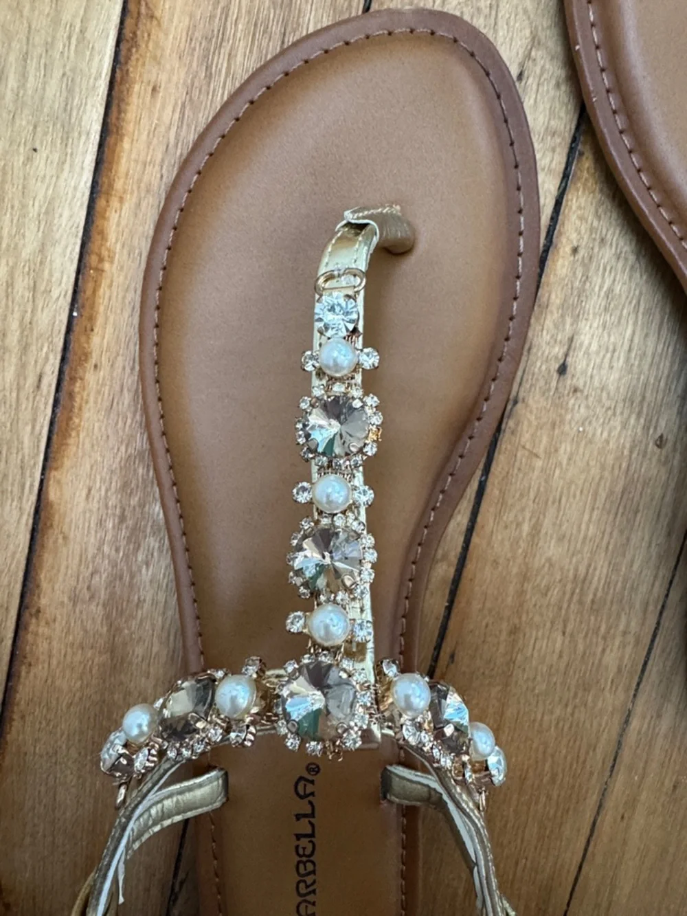 Marbella Gold Jeweled Sandals
